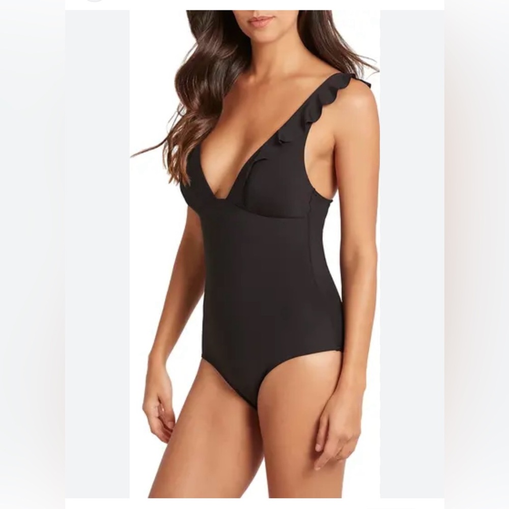 Sea Level Frill One-Piece Swimsuit Black ~Size 12 $125.00 MSRP